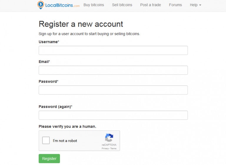 registration on Localbitcoins